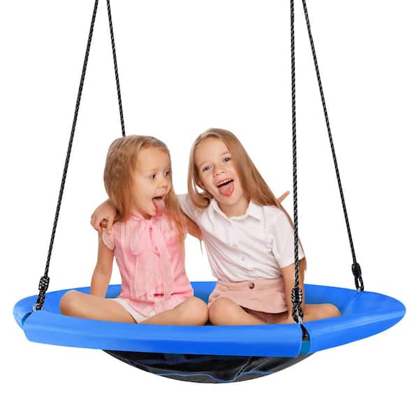 Costway 40 in. Nest Tree Swing Round Outdoor Swing for Backyard Blue