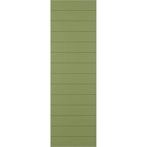Ekena Millwork 15 in. x 59 in. True Fit PVC Horizontal Slat Modern Style Fixed Mount Board and Batten Shutters Pair in Moss Green