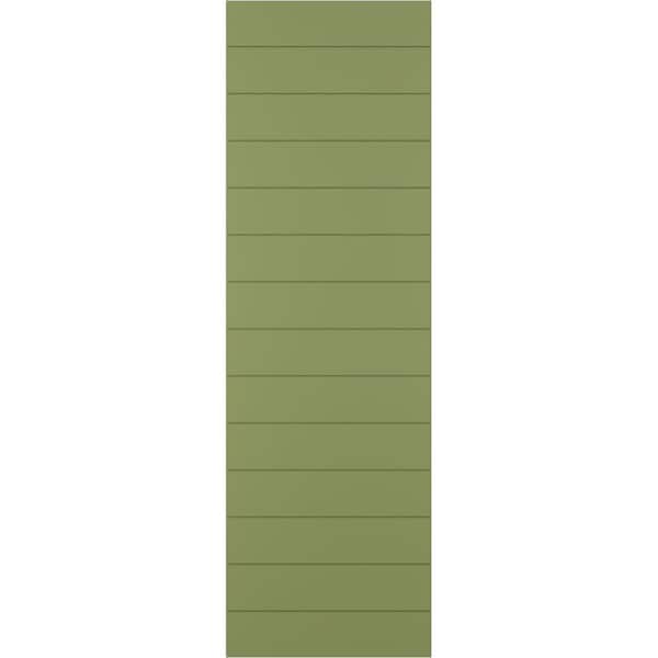 Ekena Millwork 15 in. x 63 in. True Fit PVC Horizontal Slat Modern Style Fixed Mount Board and Batten Shutters Pair in Moss Green