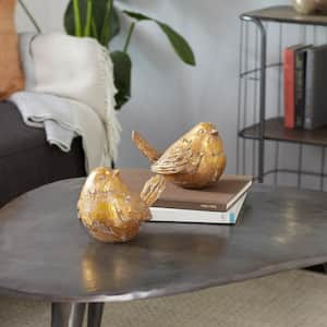 Gold Polystone Bird Sculpture (Set of 2)