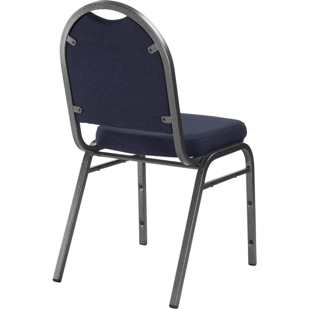 Midnight Blue Fabric and Metal Stackable Armless Side Chair