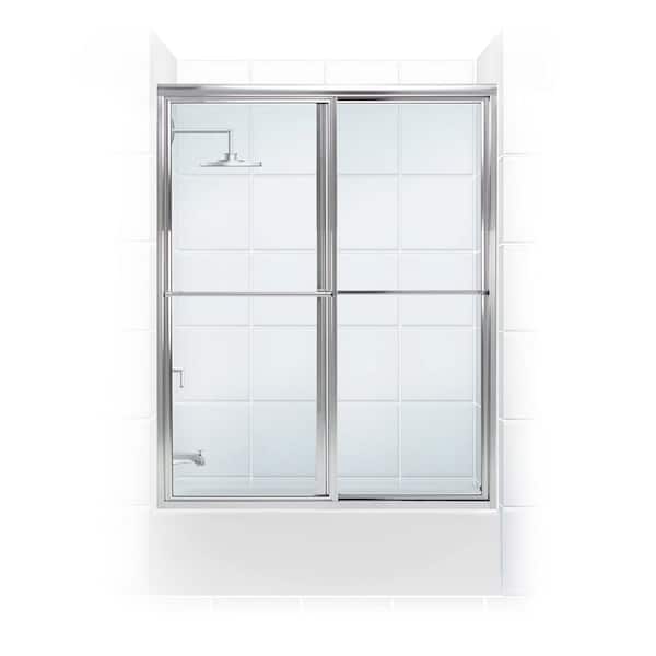Newport 48 in. to 49.625 in. x 58 in. Framed Sliding Bathtub Door with Towel Bar in Chrome with Clear Glass