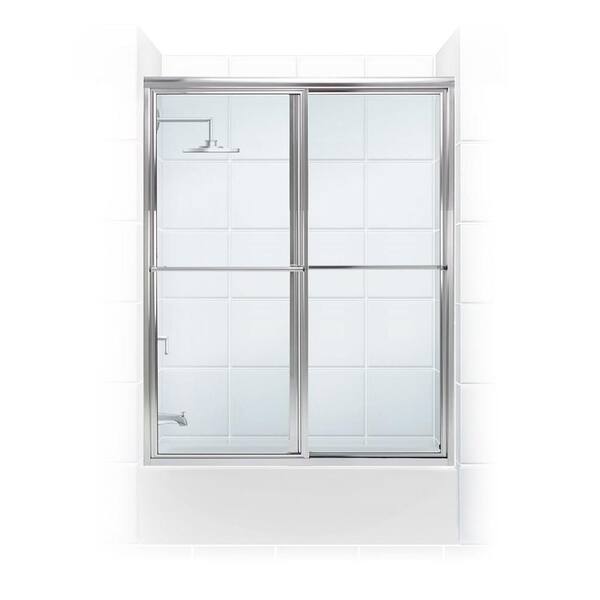 Coastal Shower Doors Newport Series 52 in. x 56 in. Framed Sliding Tub Door with Towel Bar in Chrome with Clear Glass