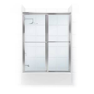 Newport 60 in. to 61.625 in. x 58 in. Framed Sliding Bathtub Door with Towel Bar in Chrome with Clear Glass