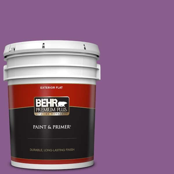 BEHR PREMIUM PLUS 5 gal. #670B-7 Candy Violet Flat Exterior Paint & Primer