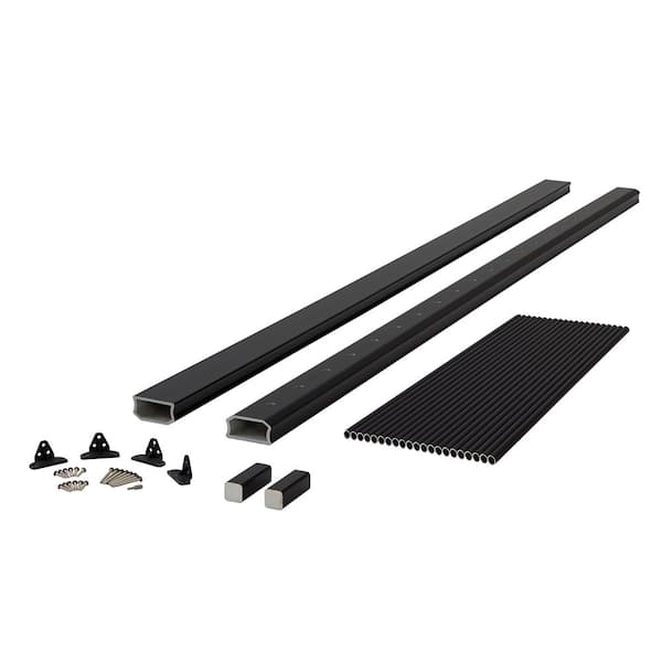 Fiberon BRIO 36 in. x 96 in. (Actual: 36 in. x 94 in.) Black PVC Composite Line Railing Kit w/Round Aluminum Black Balusters
