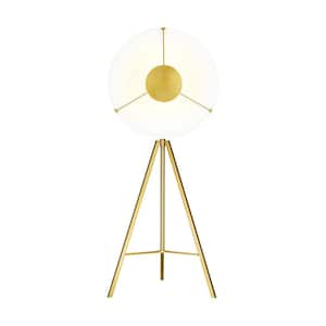 Ultra Light 31.25 in. W x 73.25 in. H 1-Light Burnished Brass Dimmable Standard Floor Lamp with Steel/Acrylic Shades