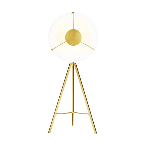 Generation Lighting Ultra Light 31.25 in. W x 73.25 in. H 1-Light Burnished Brass Dimmable Standard Floor Lamp with Steel/Acrylic Shades
