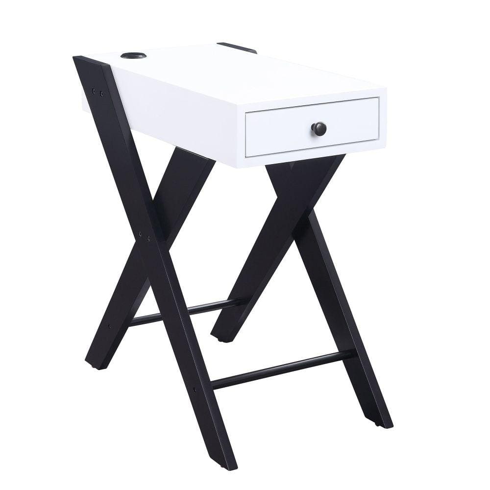 Benjara 22 In. White And Black Rectangular Wood End Table With X Shaped ...