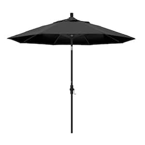 9 ft. Aluminum Collar Tilt Patio Umbrella in Black Olefin