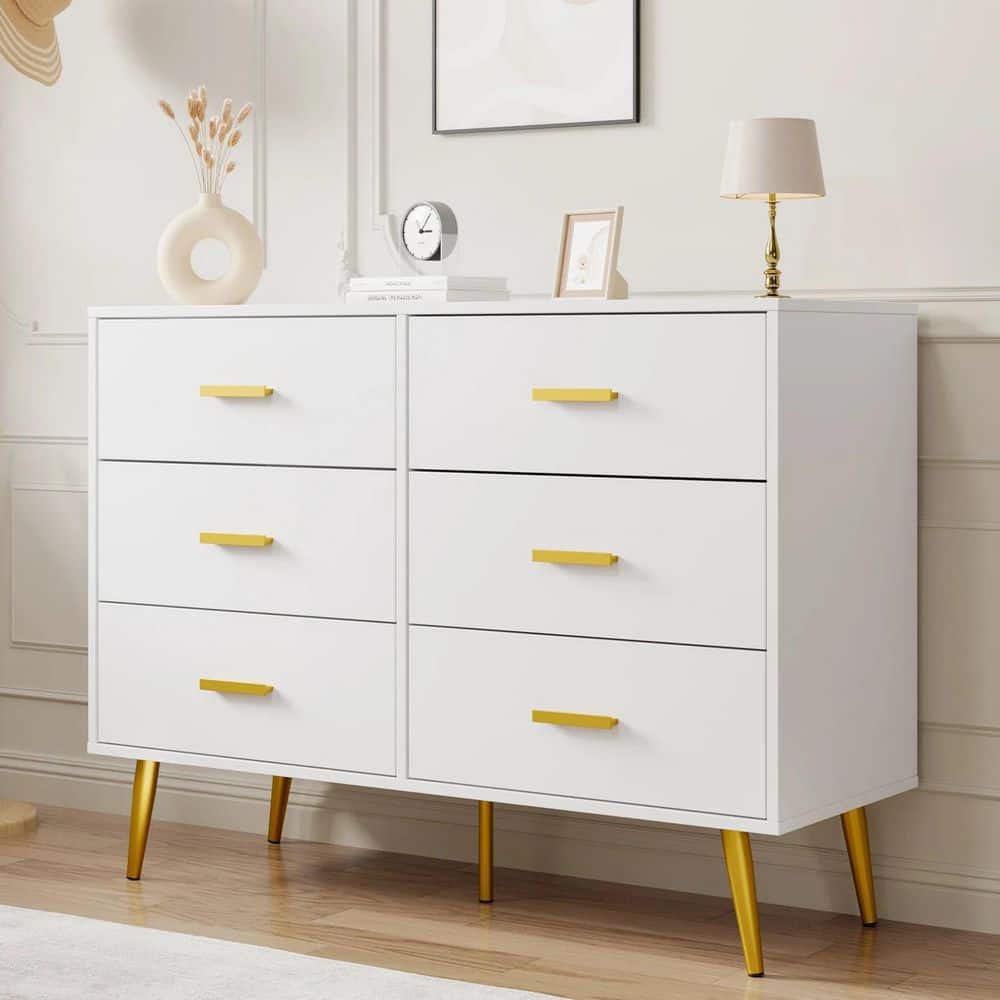 Garvee 6 Drawer Dresser with Storage Space, Modern Wooden Dresser