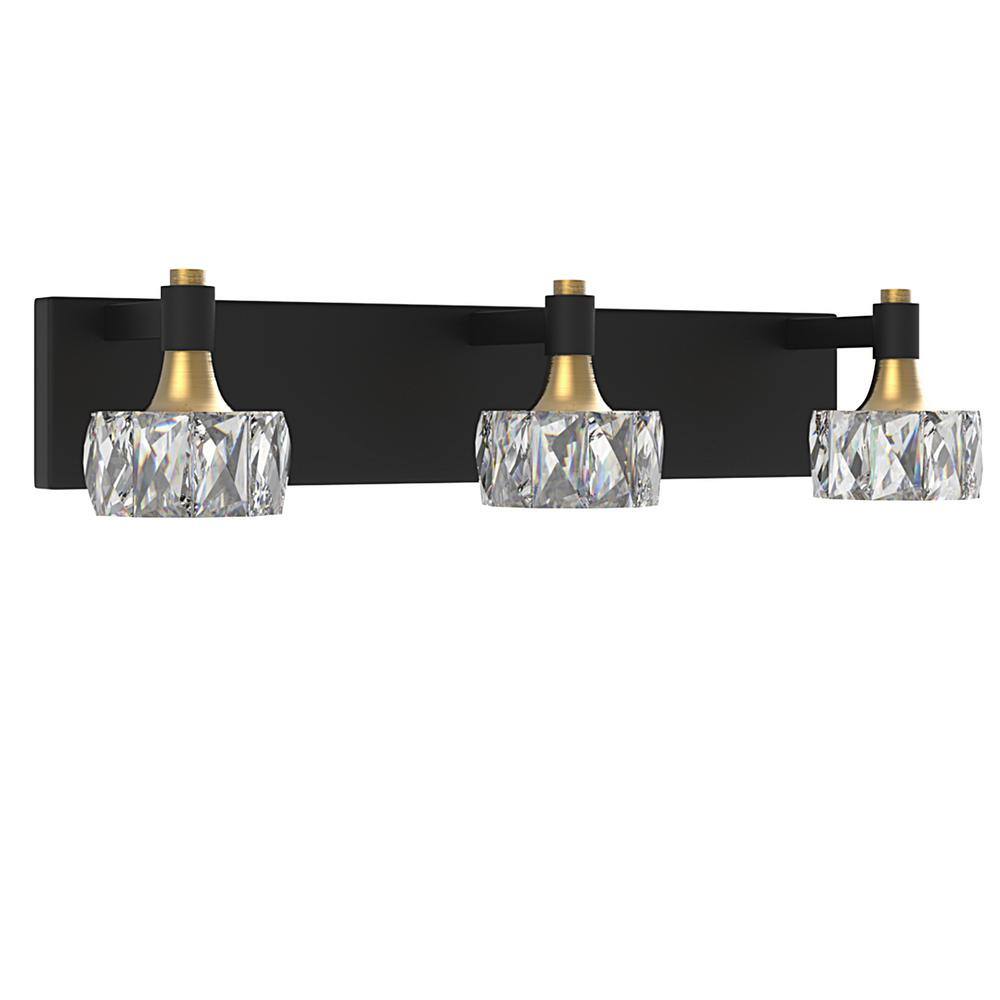Cedar Hill 20 in. 3Light Black Crystal LED Vanity Light 389230 The