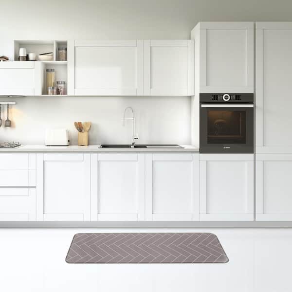 Double-Sided White and Gray 18 in. x 38 in. PVC Non-Toxic Kitchen Floor Mat
