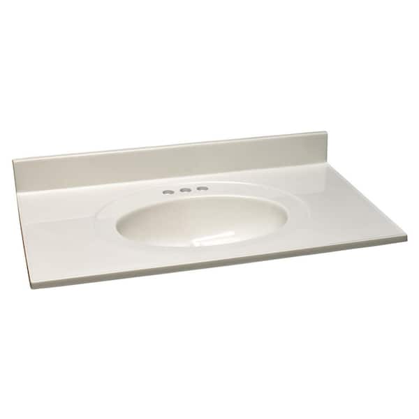 Design House 43 in. W Cultured Marble Vanity Top in White on White with White on White Basin and 4 in. Faucet Spread