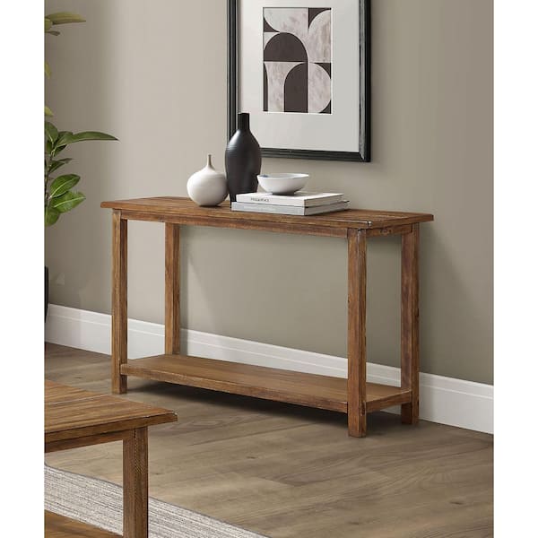Coaster Payne 47.25 in. Distressed Brown Rectangle Wood Top Console Table with Shelf