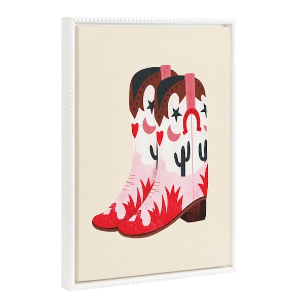 Sylvie Cowgirl Boots Framed Canvas by Tania Garcia Set of 1 Country Art Print 18.00 in. x 24.00 in.