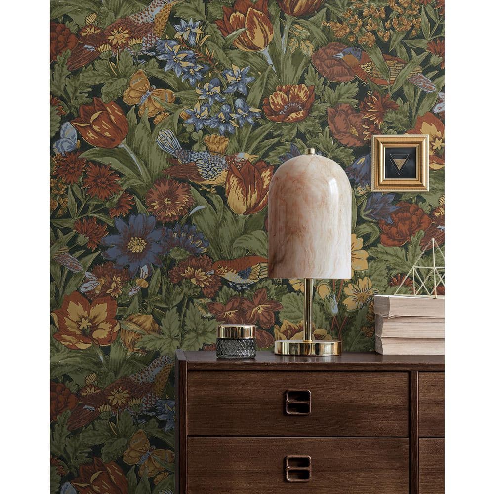 Colorful Floral and Bird Print Self-Adhesive Wallpaper