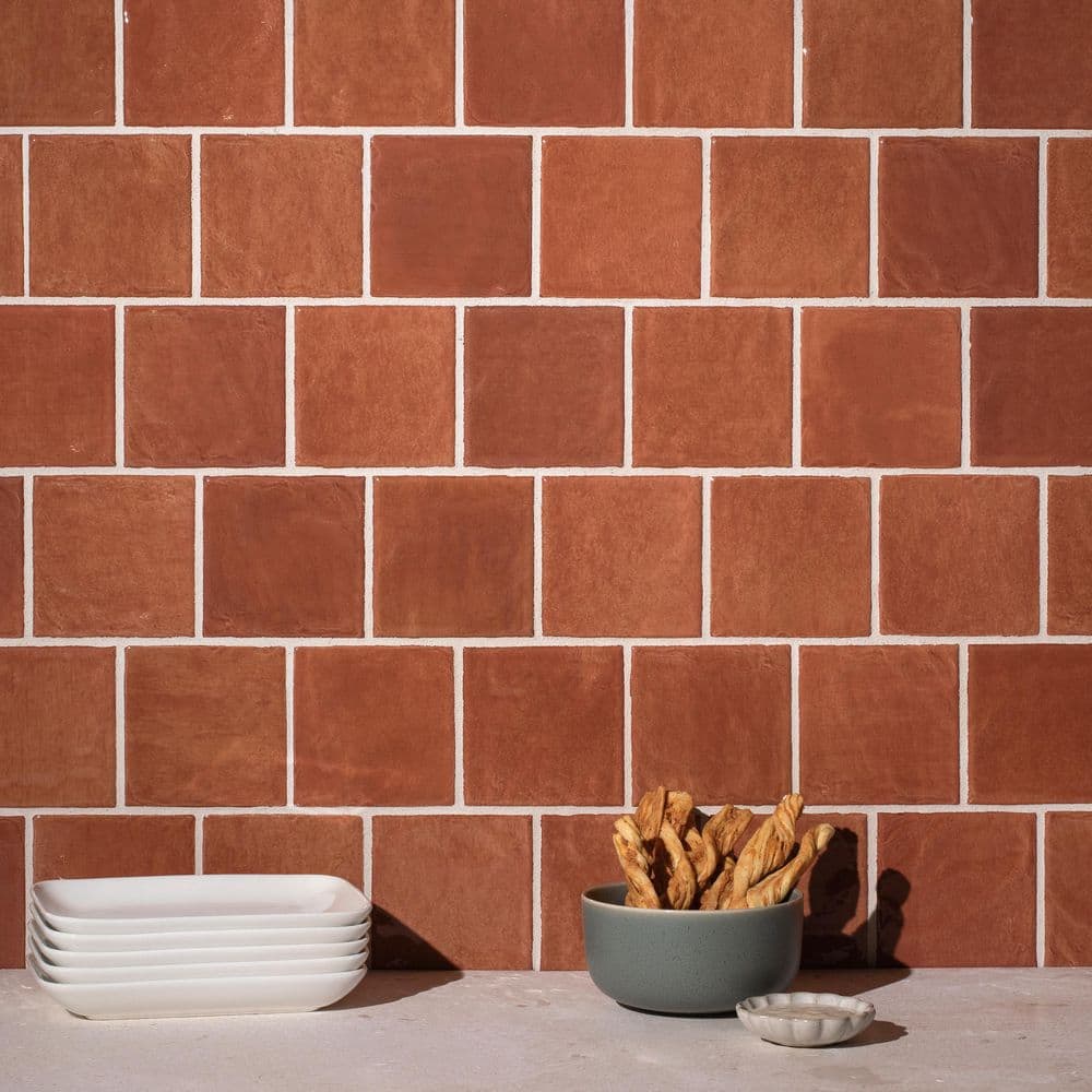Harvest 4 in. x 4 in. Pumpkin Gloss Glazed Ceramic Wall Tile Sample price history on PriceWatchPro