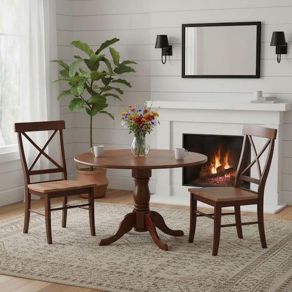 Espresso Solid Wood Dropleaf Dining Table