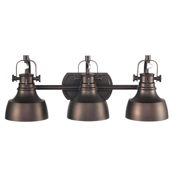 BYBLIGHT Bluebell 24.4 in. 3-Light Bathroom Vanity Light with Antique Brown Metal, Bell Shape, and Wall Mounted Deck