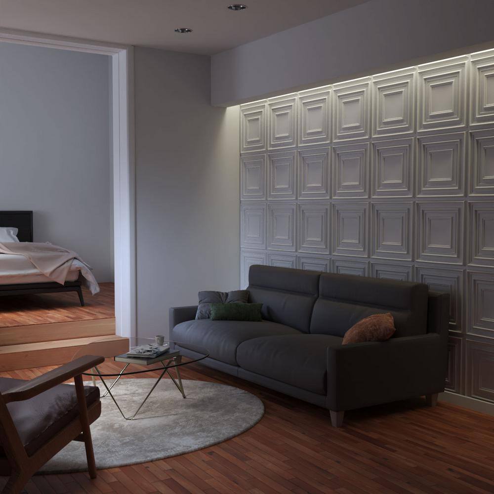 White Textured 3D PVC Decorative Wall Panels Set