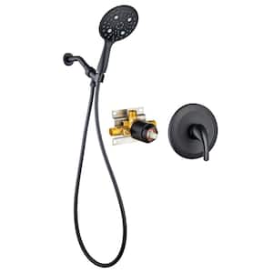 Single Detachable Handle Multi-Spray Shower System with Valve in Black