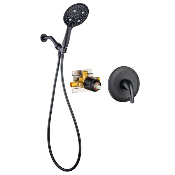 Lukvuzo Single Detachable Handle Multi-Spray Shower System with Valve in Black