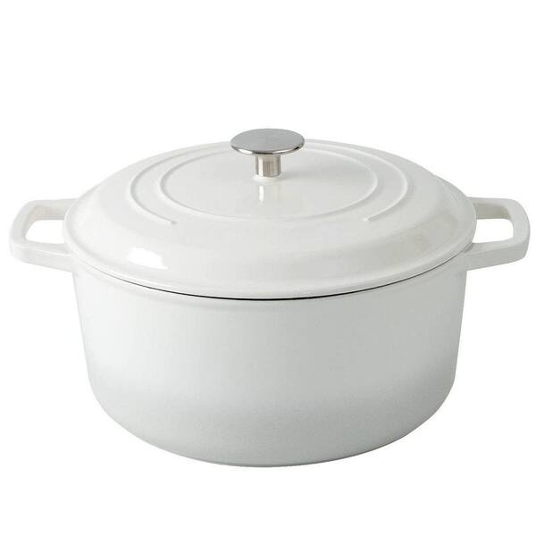 6 qt. Round Enameled Cast Iron Dutch Oven Pot with Lid, Heavy Duty Double Handle for Bread Baking, 1-Piece