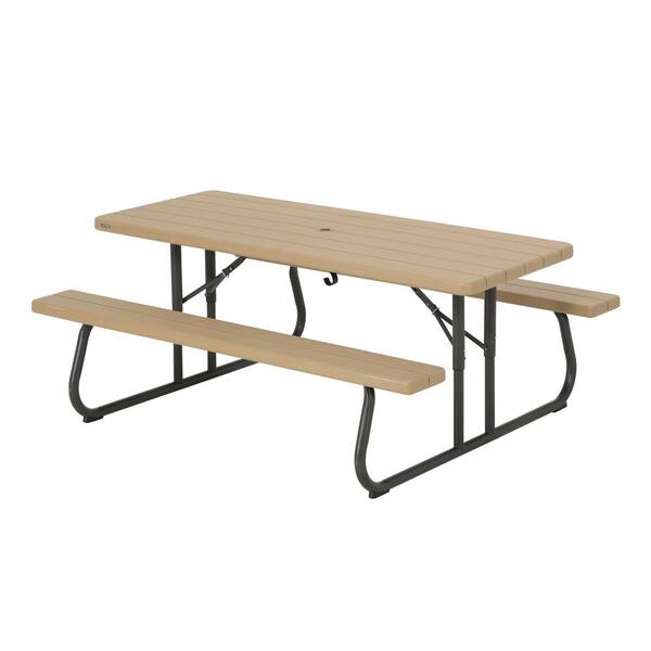 Lifetime S Picnic Table, Lifetime Round Picnic Table And Benches 44 Inch Top Almond