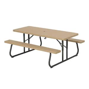 6 ft. Folding Picnic Table: Heather Beige