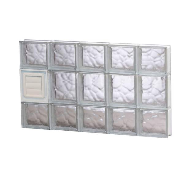 Clearly Secure 28.75 in. x 19.25 in. x 3.125 in. Wave Pattern Frameless Glass Block Window with Dryer Vent