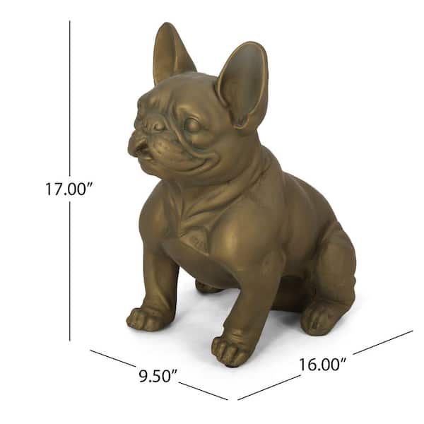 Noble House Delamore 16 in. Rustic Gold French Bulldog Garden