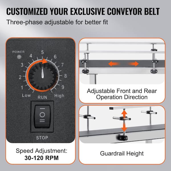 VEVOR Belt Conveyor 59 in. x 24 in. Conveyor Table Motorized