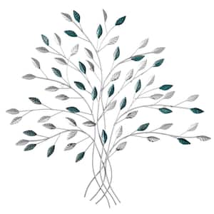 30 in. x 30 in. Hand-Painted Silver Metal Tree of Life Wall Art Decor