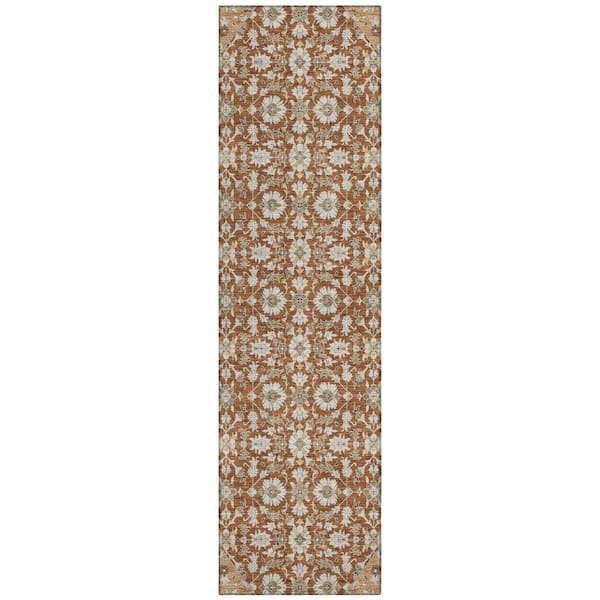 Chantille Machine Washable Indoor/Outdoor Abstract ACN3046 Paprika 2 ft. x 7 ft. Runner Rug