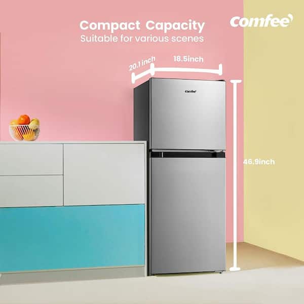 Comfee' 1.7 Cubic Feet All Refrigerator Flawless Appearance/Energy Saving/Adjustale Legs/Adjustable Thermostats for home/dorm/garage Silver