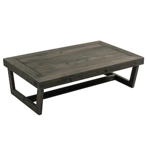 Dark Gray Acacia Wood Modern Rectangle Outdoor Coffee Table