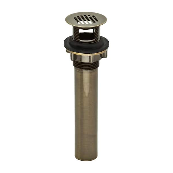 PF WaterWorks DecoDRAIN Grid Strainer Drain for Bathroom Vanity/Lavatory/Vessel/Sink, Body with Overflow, Antique Brass