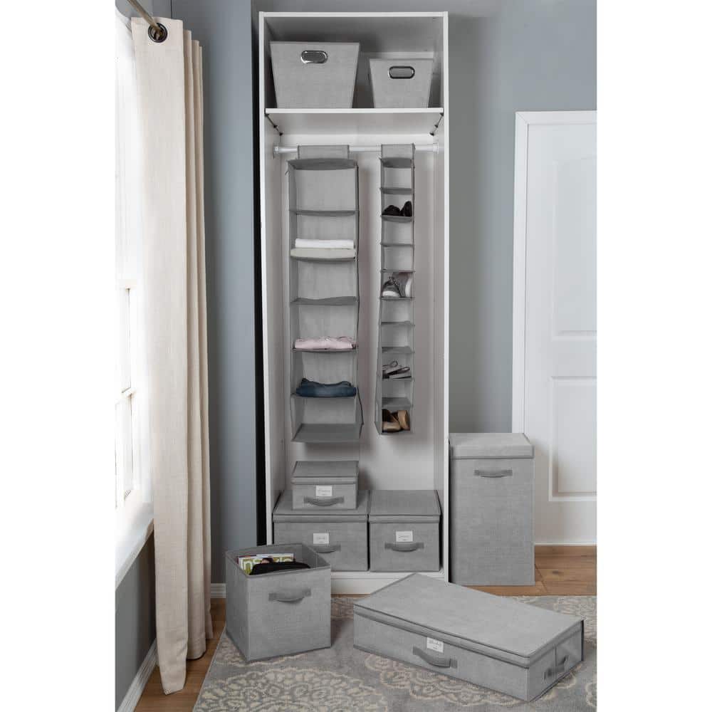 Large Gray Foldable Polypropylene Storage Bin with Lid