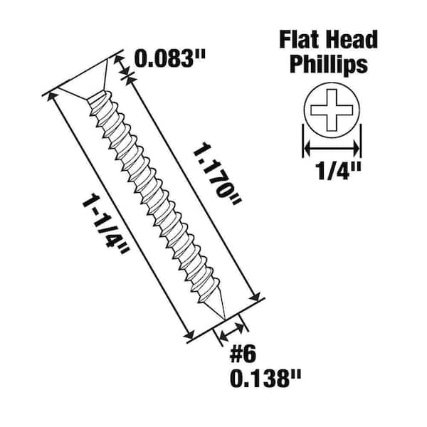 #6 1-1/4 in. Phillips Flat-Head Sheet Metal Screw (3 Per Pack)