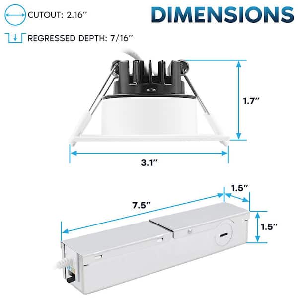 LUXRITE 2 in. Square Integrated LED Recessed Light J-Box 8-Watt 5