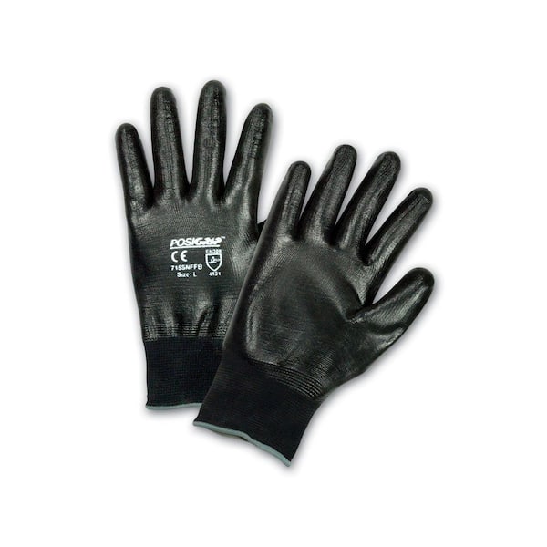 West Chester Black Flat Nitrile Full Dip Gloves - Dozen Pair