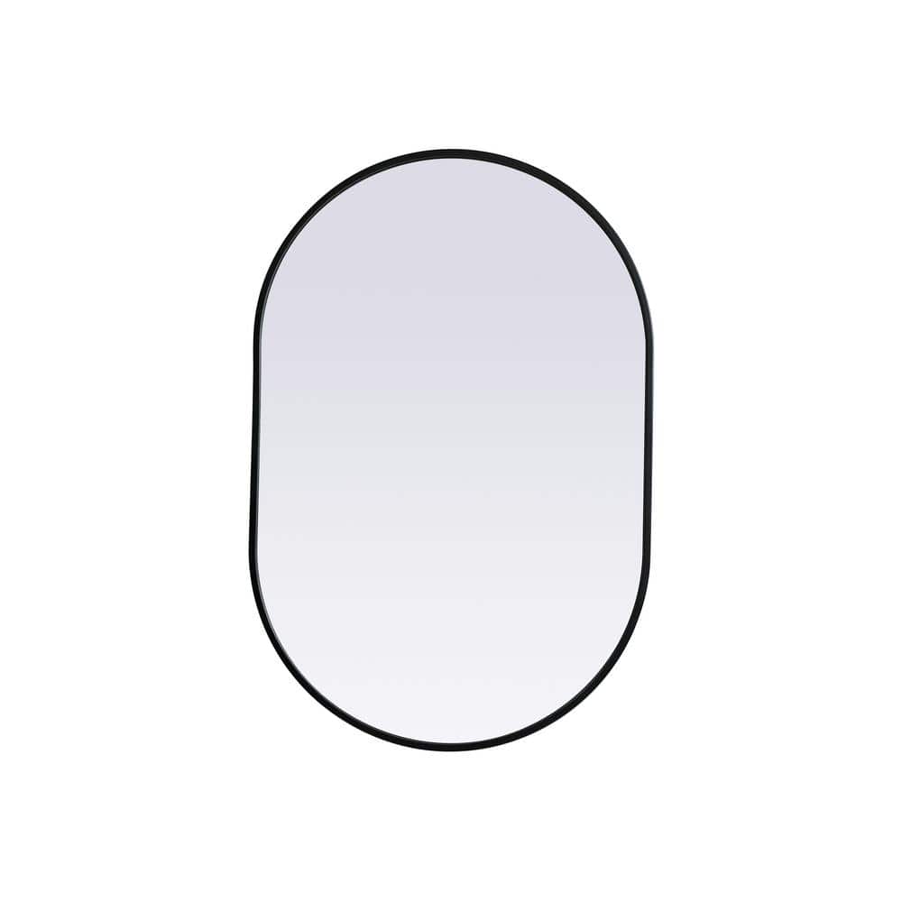 Simply Living 24 in. W x 36 in. H Oval Metal Framed Black Mirror
