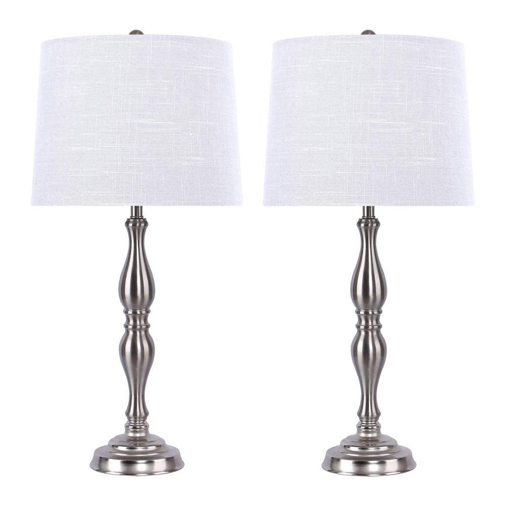GRANDVIEW GALLERY 27.5 in. Brushed Nickel Table Lamp with Baluster