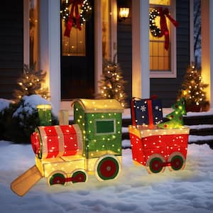 5 ft. Warm White LED Train Set Holiday Yard Decoration with Christmas Tree and Gift Box