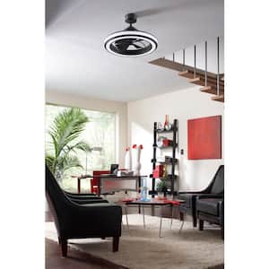 Gleam 16 in. Integrated LED Indoor/Outdoor Black Ceiling Fan with Light Kit and Remote Control