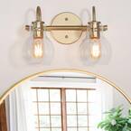 LNC Modern Light Gold Bathroom Vanity Light 13 in. W 2-Light Powder ...