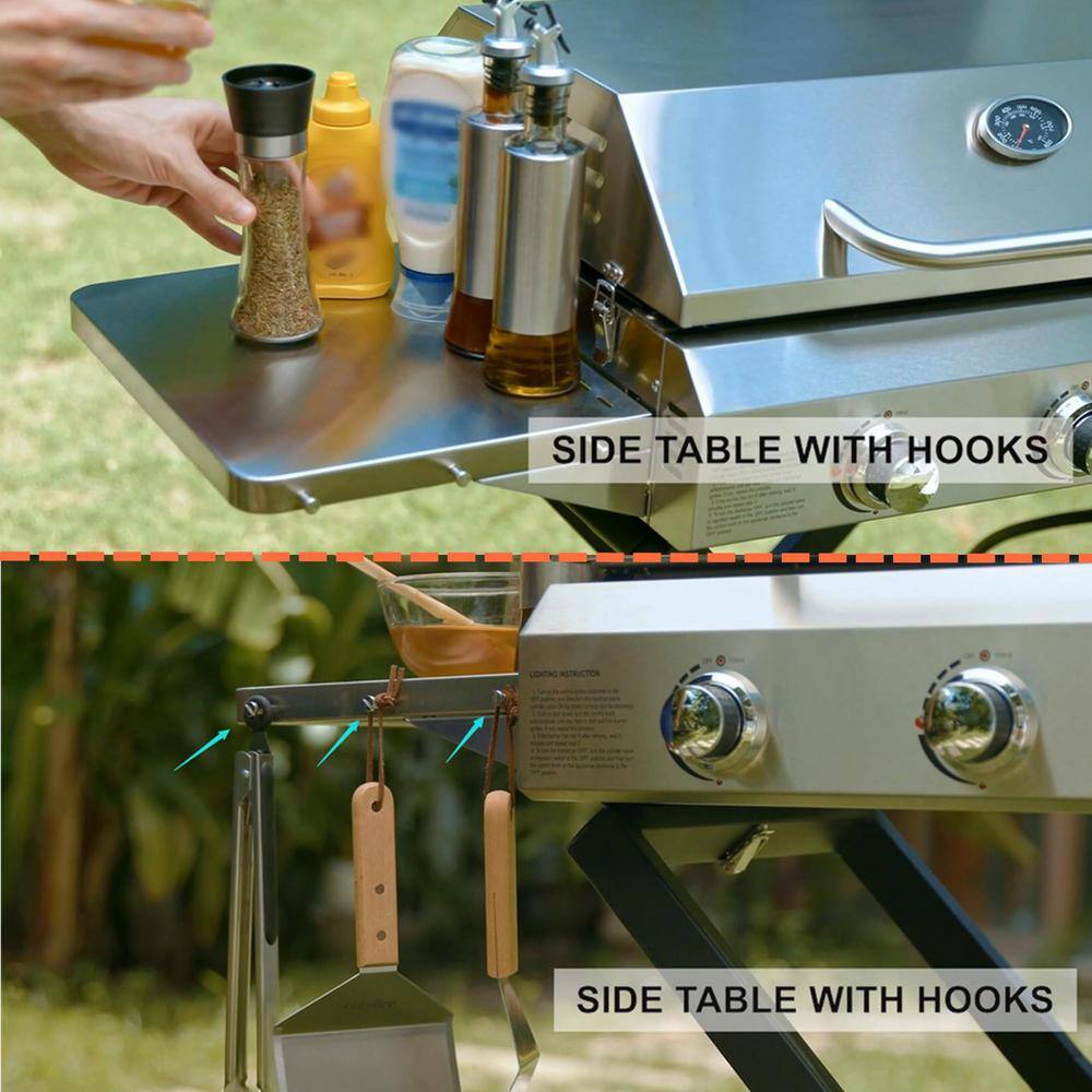 Stainless Steel 3-Burner Portable Propane Gas Grill with Cart
