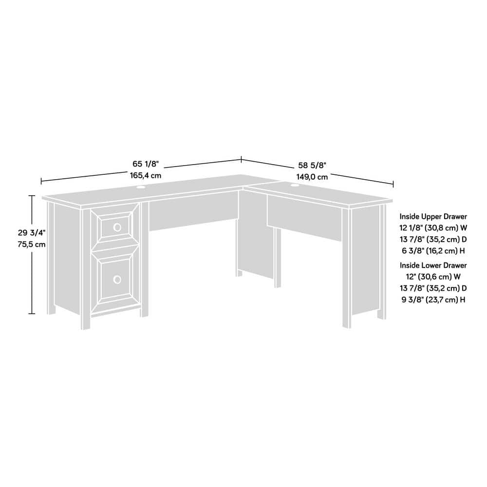 Timber Oak L-Shaped Computer Desk with Drawer and Filing Cabinet