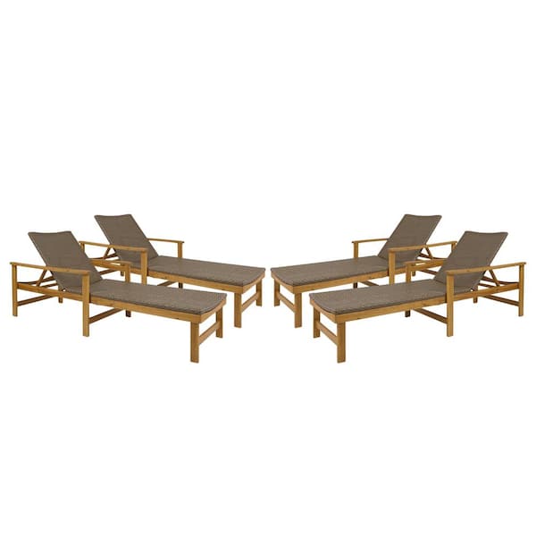 Hampton Natural 4-Piece Wood Outdoor Patio Chaise Lounge